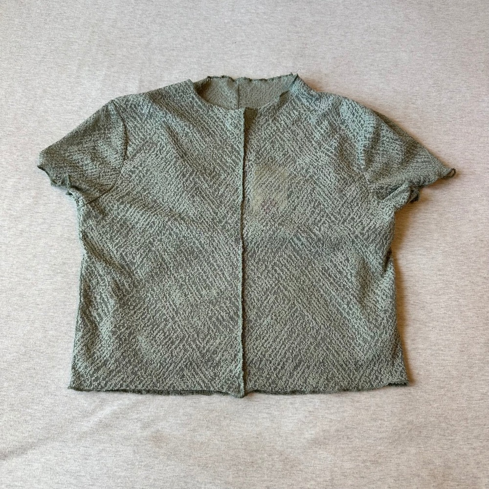 Miou Muse‎ Textured Knit Cropped Top Sage Green Size M